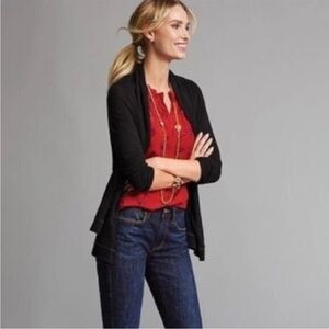 CAbi Black Winsome Double Layered  Women's Cardigan Size Large